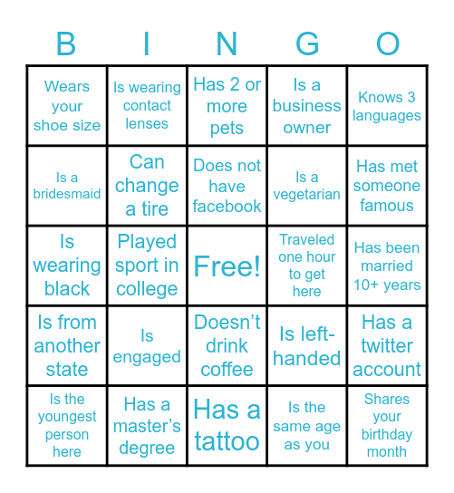 Find the Guest Bingo! Bingo Card