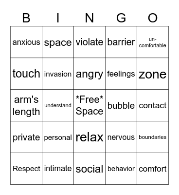 PERSONAL SPACE Bingo Card