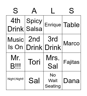 El Zarape Bingo Card
