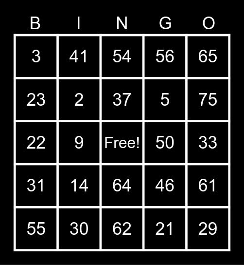 Our Relaxing Music Place Bingo Card