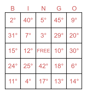 NUMEROS ORDINALES Bingo Card