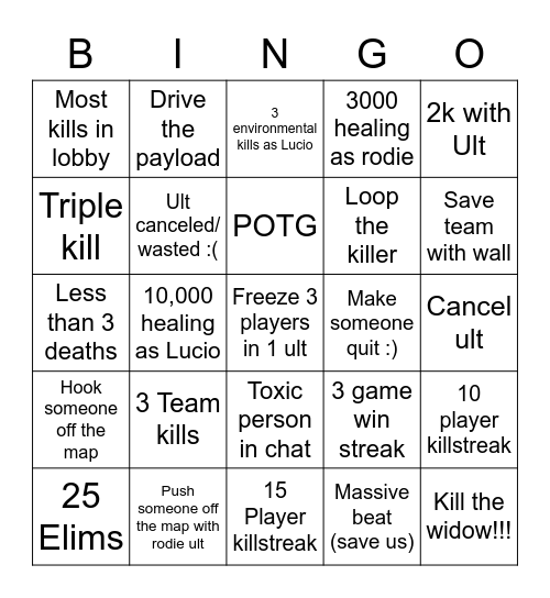 Chynna's Bingo Card Bingo Card