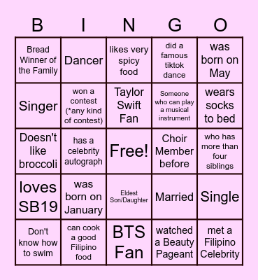 Support Day (Human Bingo - Get to know each other) Bingo Card