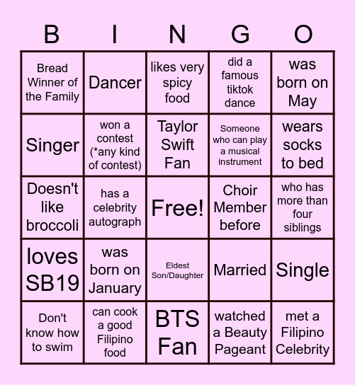 Support Day (Human Bingo - Get to know each other) Bingo Card