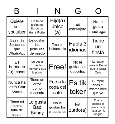 Encuentra a alguien que... Bingo Card