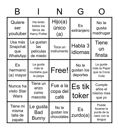 Encuentra a alguien que... Bingo Card