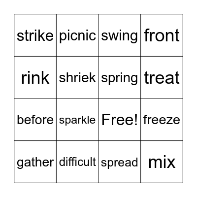 Lesson 11 Bingo Card