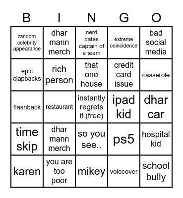 dhar mann bingo Card