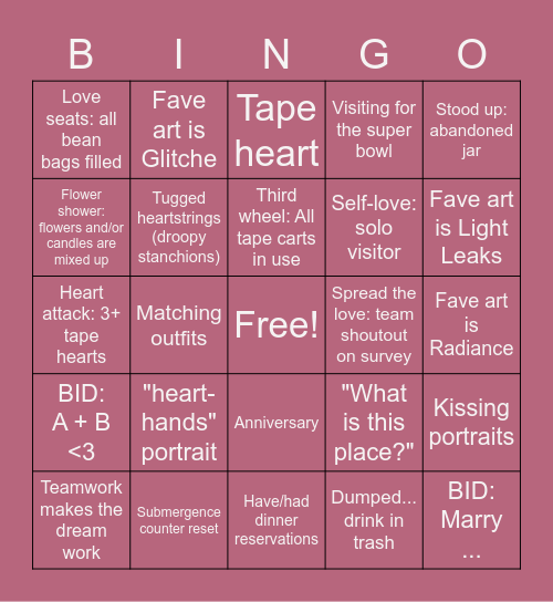 Valentine's Bingo Card