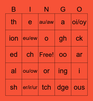 Phonics BINGO Card