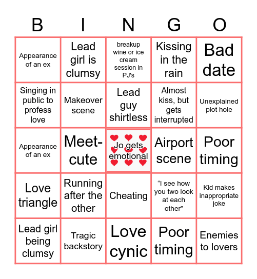 ROM-COM Bingo Card