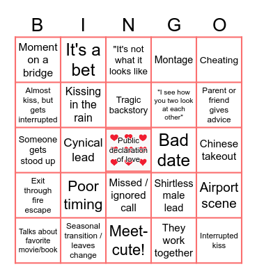ROM-COM Bingo Card