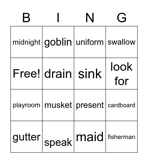The tin soldier Bingo Card