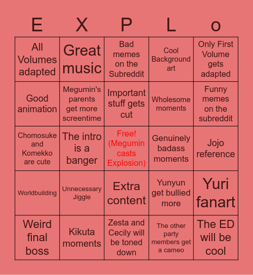 Bakuen Bingo! Bingo Card