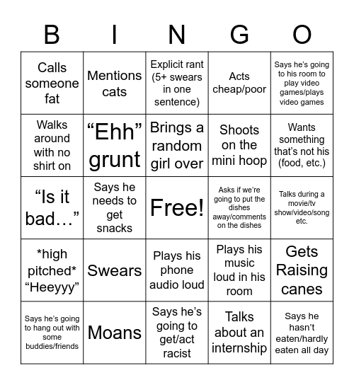 Rian Bingo Card