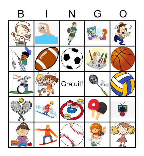 Les Sports et Les Loisirs Bingo Card