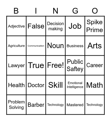 CTE Bingo Card