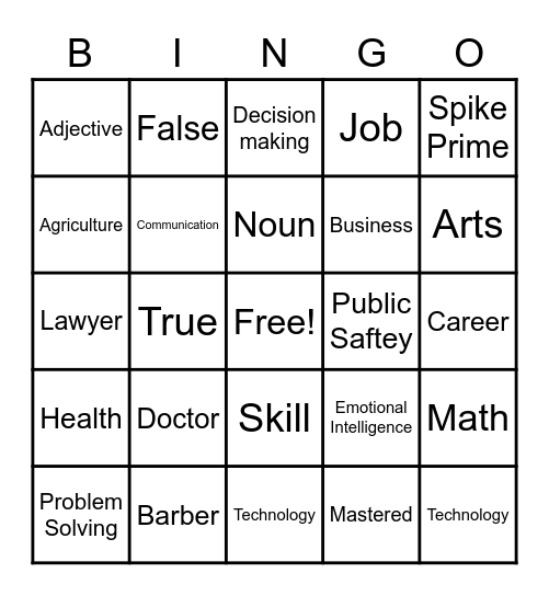 CTE Bingo Card