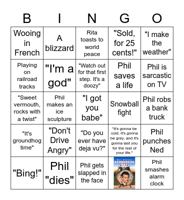 Groundhog Day Bingo Card