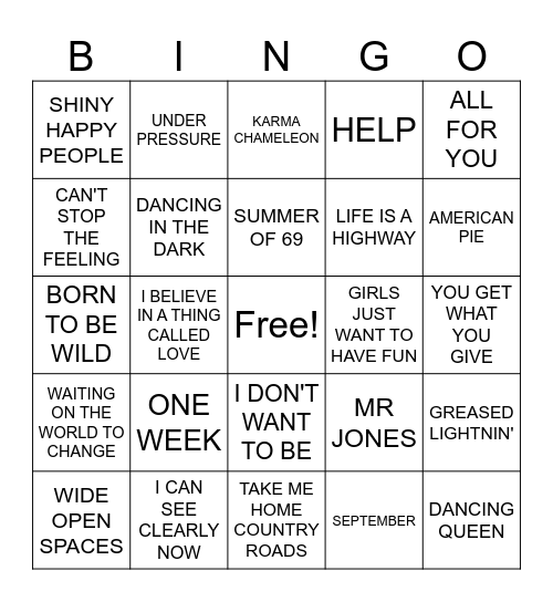 BEEFS #3- FAMILY ROAD TRIP Bingo Card