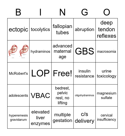 Childbearing at Risk Bingo Card