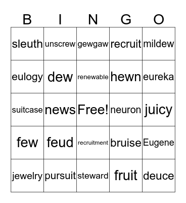 Wilson 9.7 Bingo Card