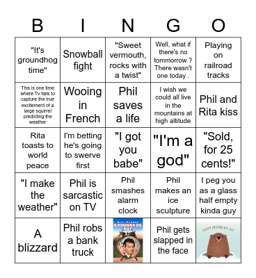 Groundhog Day Bingo Card