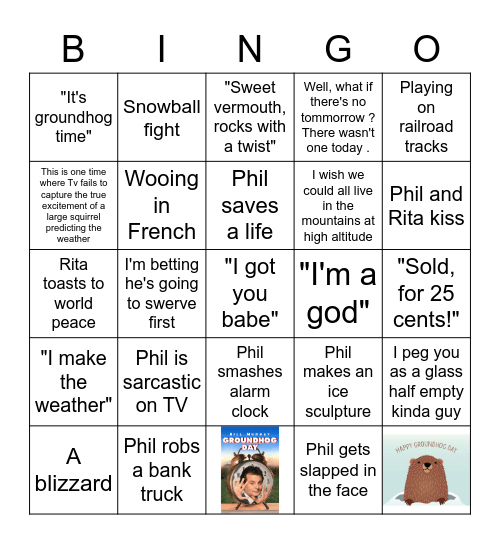 Groundhog Day Bingo Card