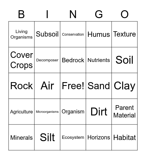 3 Grade Soil Bingo Card