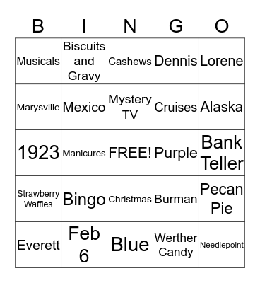 All About Lorene Bingo Card