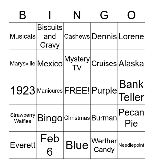 All About Lorene Bingo Card