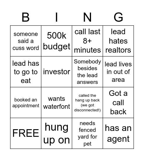 C A L L - N I G H T Bingo Card