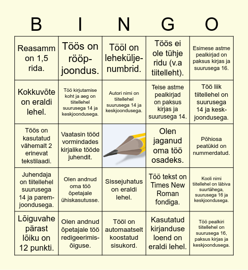 Referaadi Bingo Card