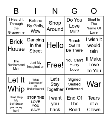 Motown Bingo Card