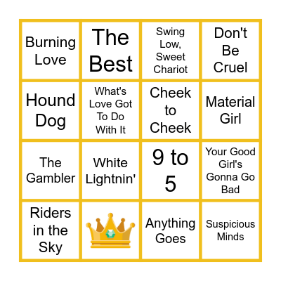 Music Royalty Bingo Card