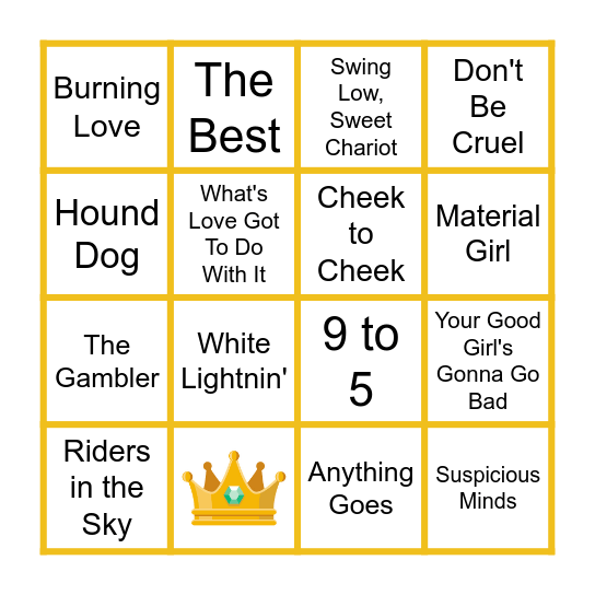 Music Royalty Bingo Card
