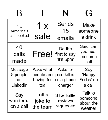 Sales Bingo Card