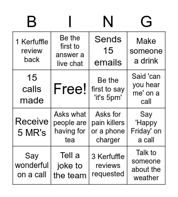 Sales Bingo Card