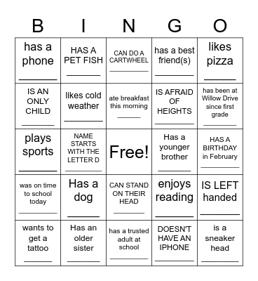 PDLE PEOPLE HUNT Bingo Card