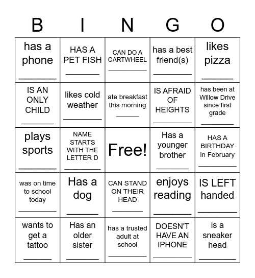 PDLE PEOPLE HUNT Bingo Card