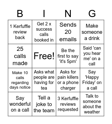 Sales Bingo Card