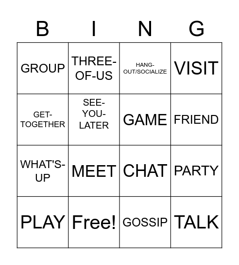 Socializing Bingo Card