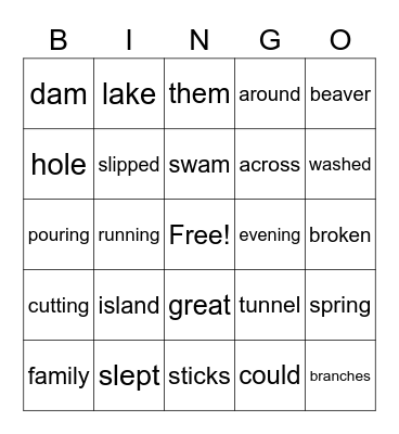 The busy Beavers Bingo Card