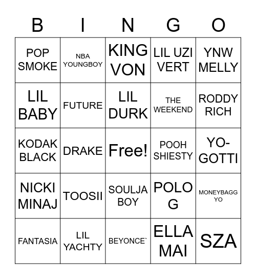 BSU T.R.A.P. BINGO Card