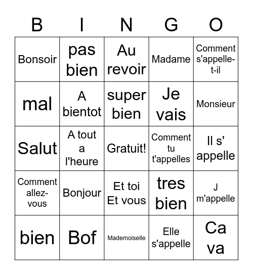 Gabriel Myers Bingo Card