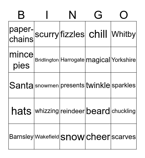 Santa's Sleigh is on its way to Yorkshire Bingo Card