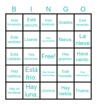 C5/¿Qué tiempo hace? Bingo Card