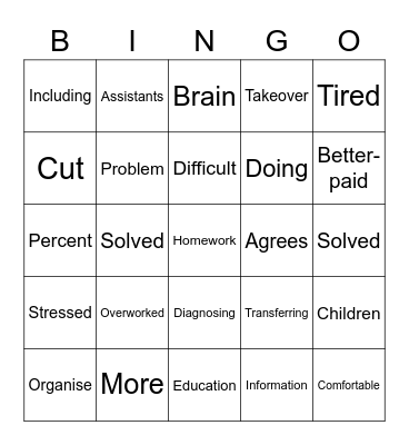 Robot Teacher Text Bingo Card