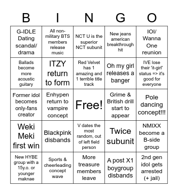 Bubbles 2023 Kpop BINGO Card