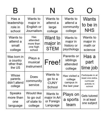 Seminary Bingo Card